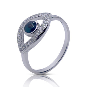 Blue Studded Eye Silver 925 Ring