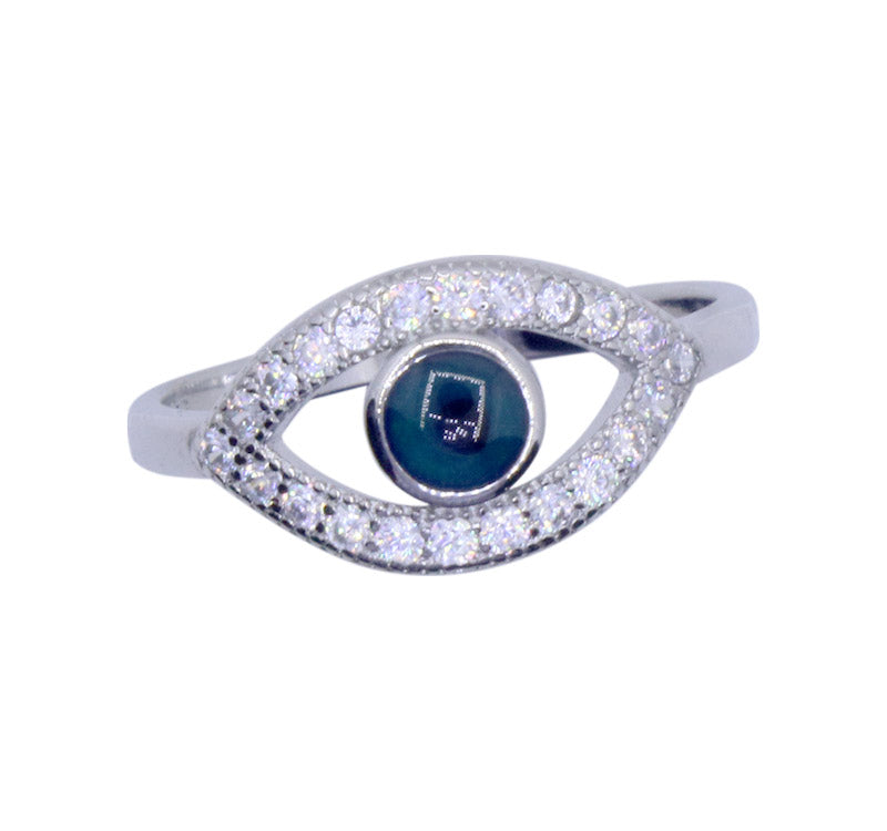 Blue Studded Eye Silver 925 Ring