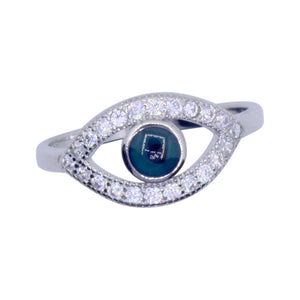 Blue Studded Eye Silver 925 Ring