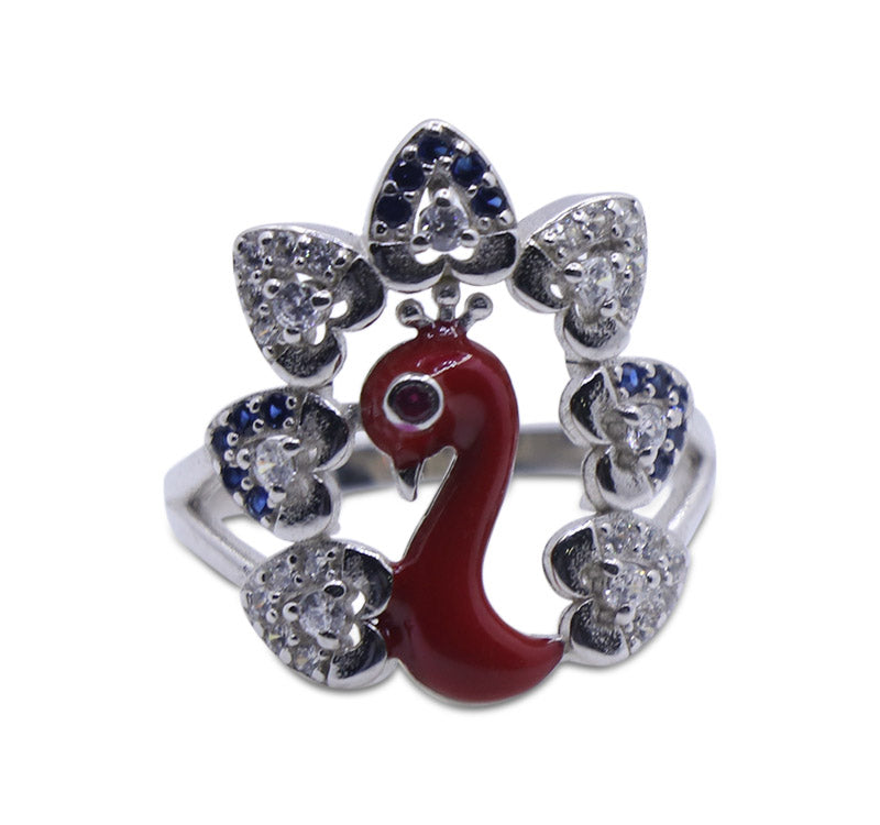 Red Peacock Silver 925 Ring