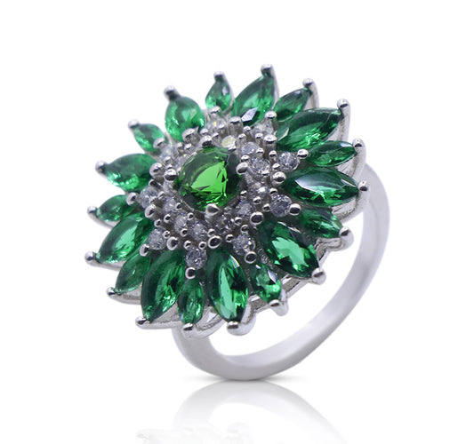 Green Zerbera Silver 925 Cocktail Ring