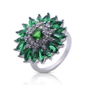 Green Zerbera Silver 925 Cocktail Ring