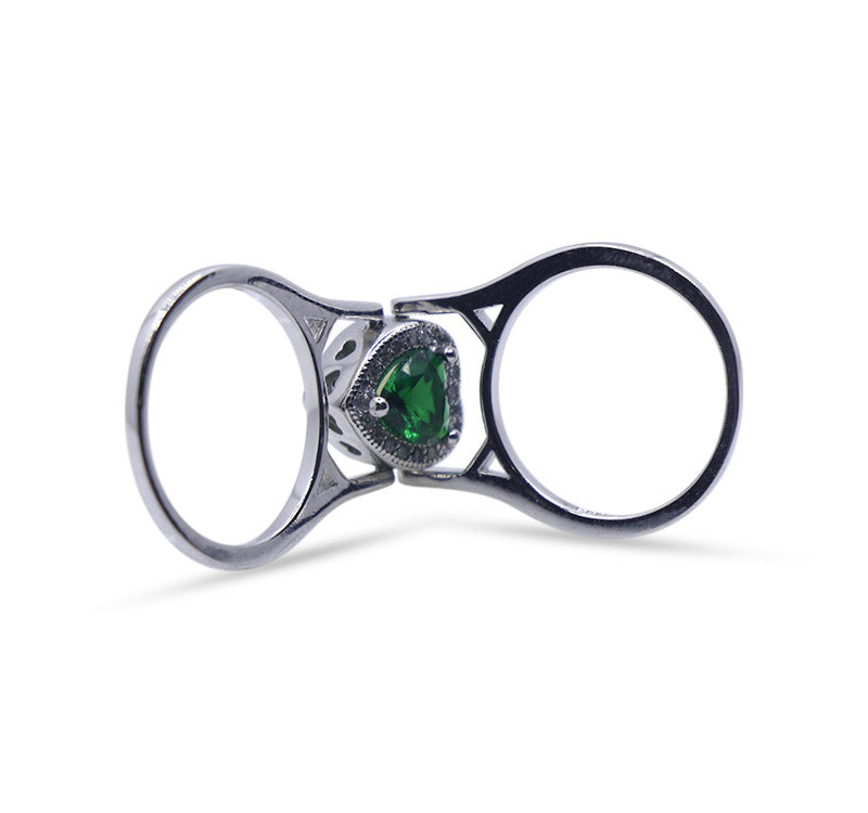 Studded Royal Green Silver 925 Ring