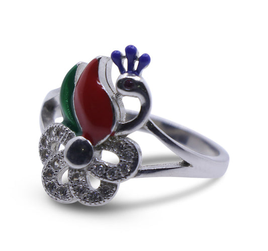 Peacock Flower Silver 925 Ring