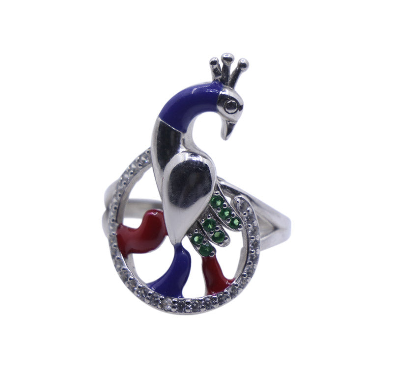 Colorful Peacock Silver 925 Ring