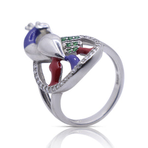 Colorful Peacock Silver 925 Ring