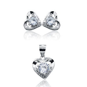 Cute Heart Silver 925 Mini Pandent Set