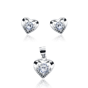 Cute Heart Silver 925 Mini Pandent Set