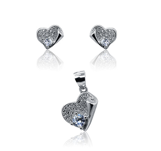 Modern Heart Silver 925 Mini Pandent  Set