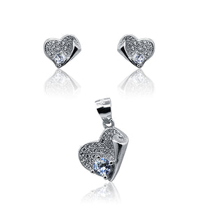 Modern Heart Silver 925 Mini Pandent  Set