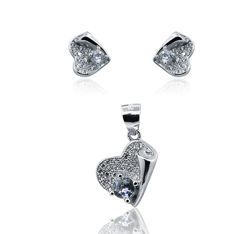 Modern Heart Silver 925 Mini Pandent  Set