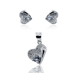 Modern Heart Silver 925 Mini Pandent  Set