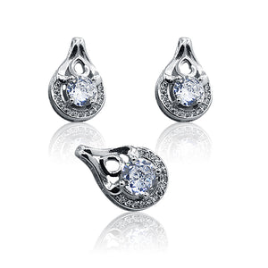 Studded Pear Silver 925 Mini Pandent Set