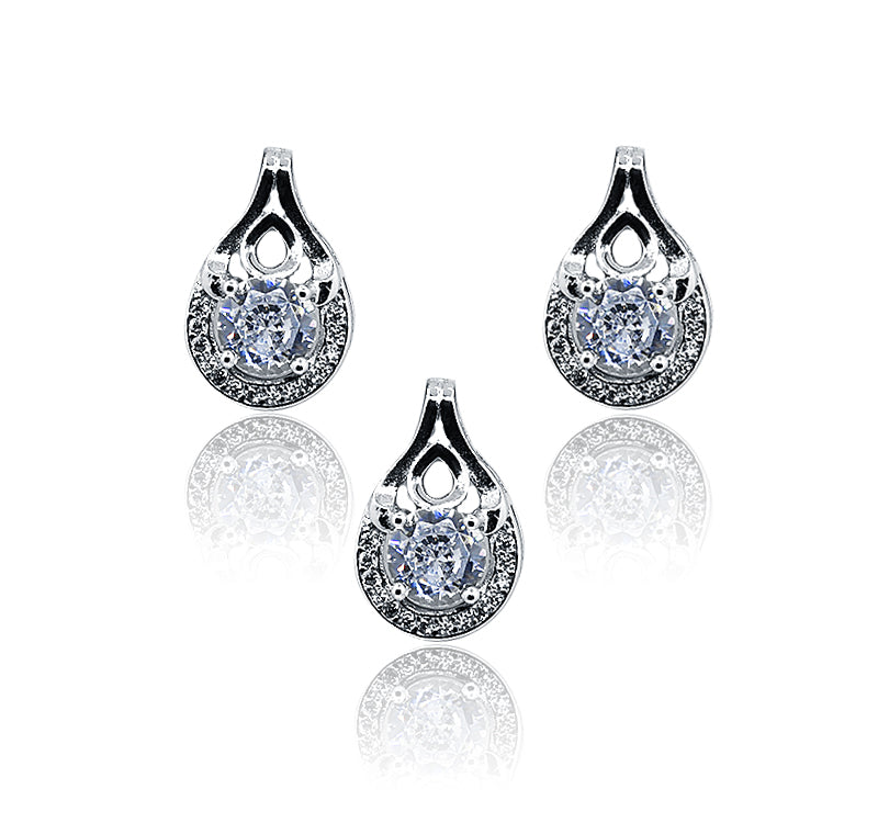 Studded Pear Silver 925 Mini Pandent Set