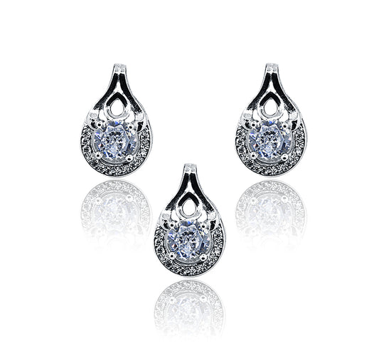 Studded Pear Silver 925 Mini Pandent Set