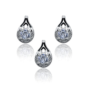 Studded Pear Silver 925 Mini Pandent Set