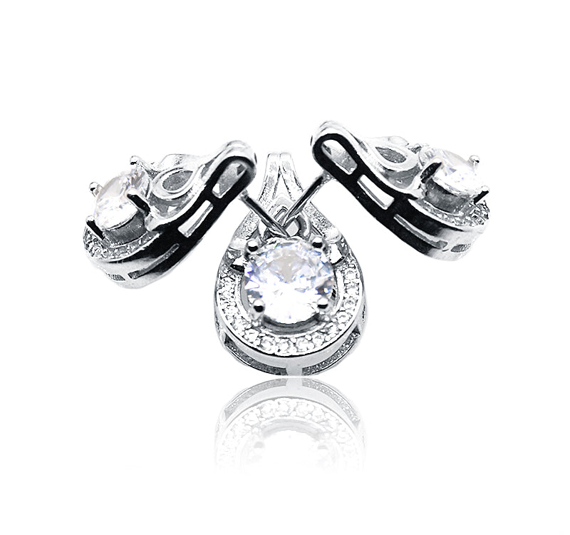 Studded Pear Silver 925 Mini Pandent Set