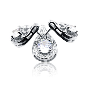 Studded Pear Silver 925 Mini Pandent Set