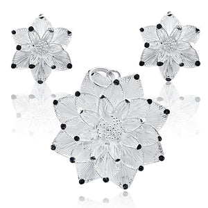 Lace Lily Silver Mini Pandent  Set