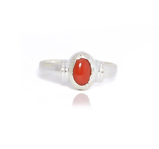 Parv Coral Red Silver 925 Ring