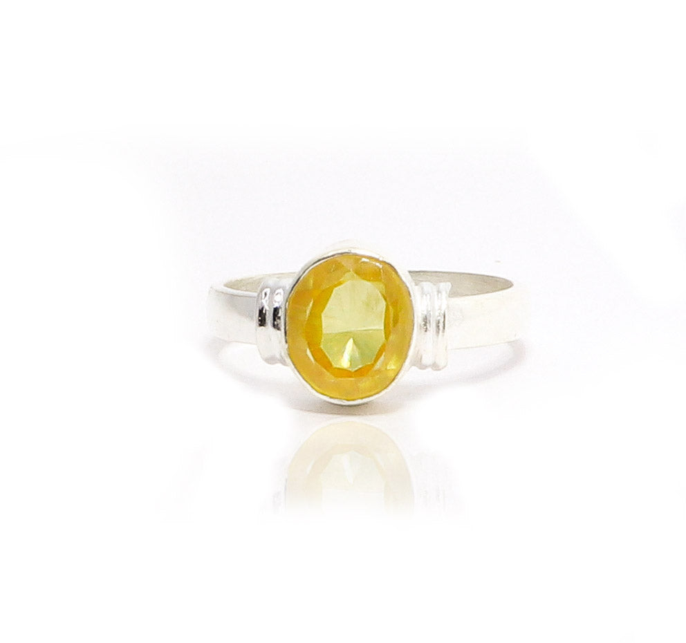 Ved Yellow Sapphire Silver 925 Ring