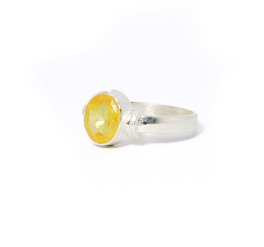 Ved Yellow Sapphire Silver 925 Ring