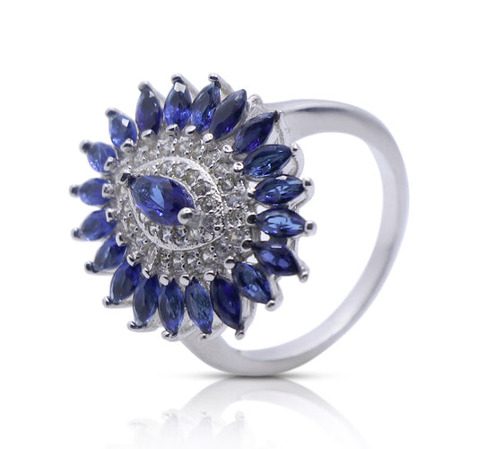 Blue Zerbera Silver 925 Cocktail Ring