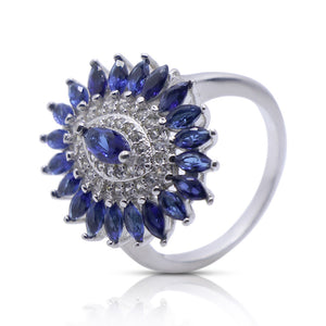 Blue Zerbera Silver 925 Cocktail Ring