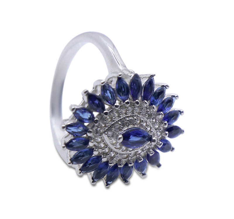 Blue Zerbera Silver 925 Cocktail Ring