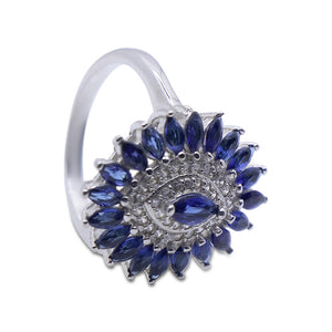 Blue Zerbera Silver 925 Cocktail Ring