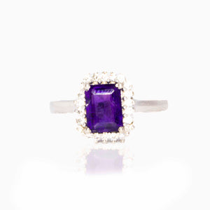 Violet Studded Silver 925 Ring