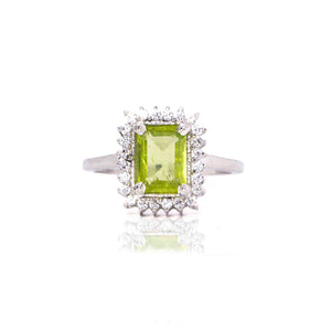 Lime Color Stone Studded Silver 925 Ring