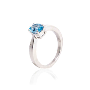 Blue Oval Stone Studded Silver 925 Ring