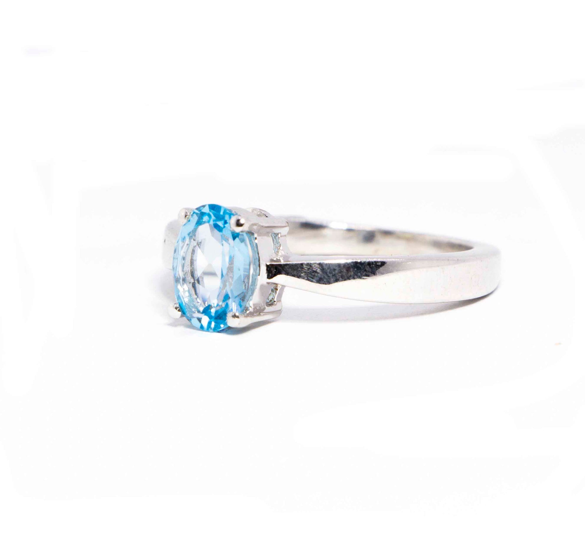 Blue Oval Stone Studded Silver 925 Ring