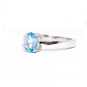 Blue Oval Stone Studded Silver 925 Ring