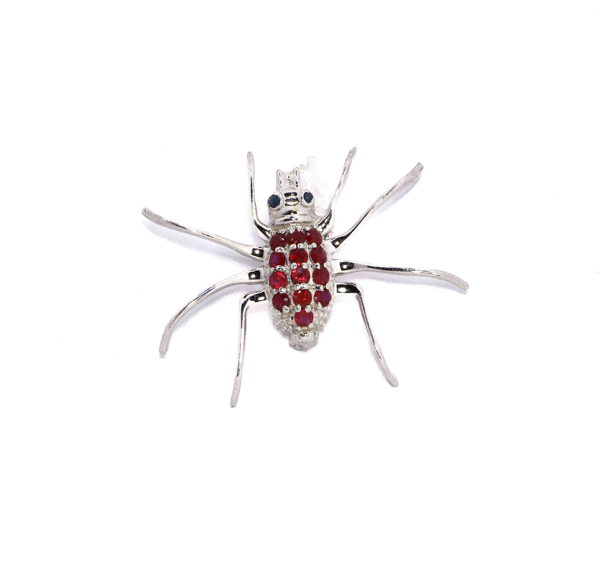 Ruby Spider Silver 925 Brooch