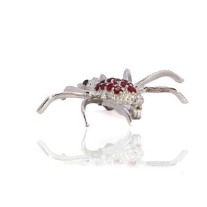 Ruby Spider Silver 925 Brooch