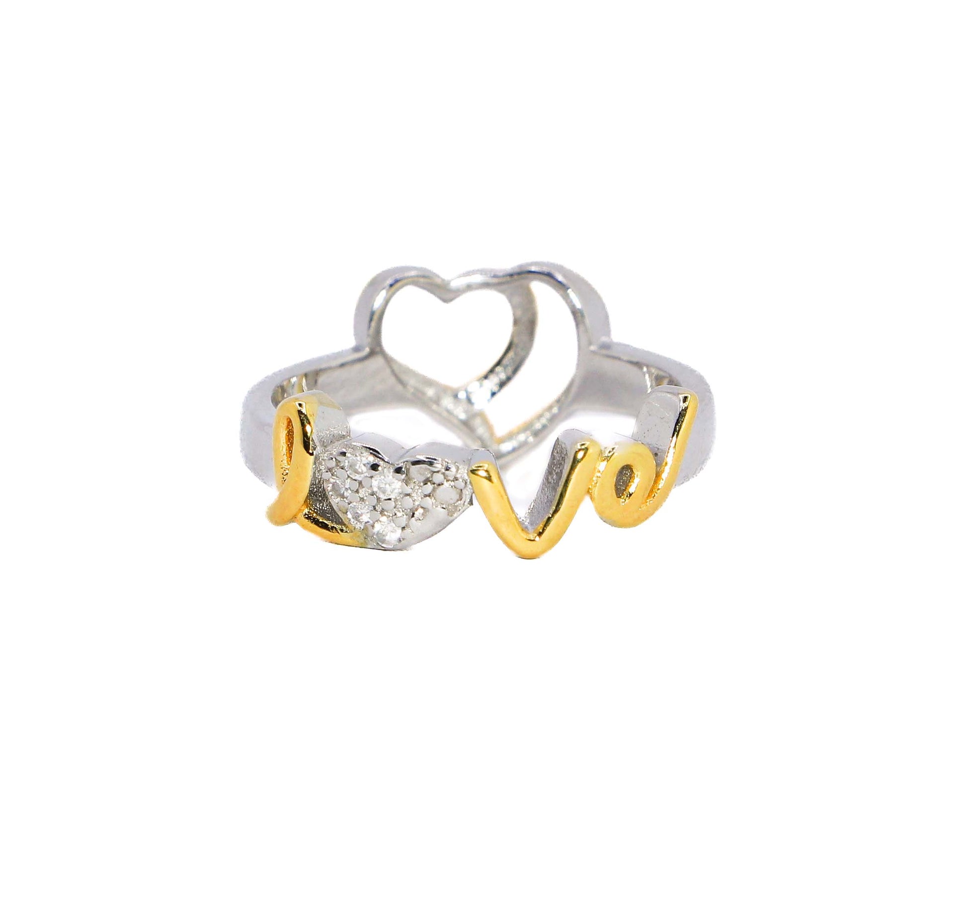 Double Heart Love Silver 925 Ring