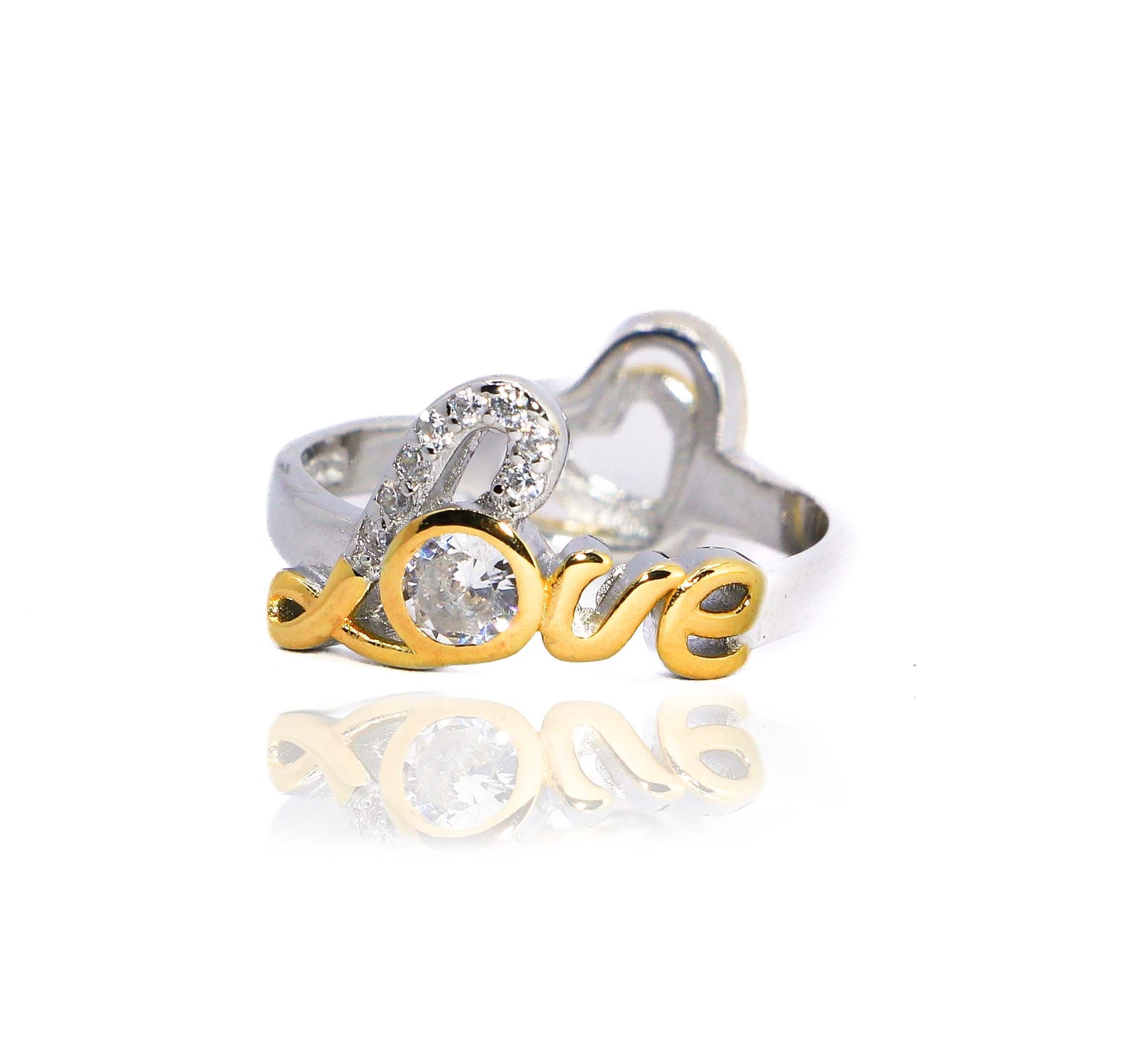 Studded Heart Love Silver 925 Ring