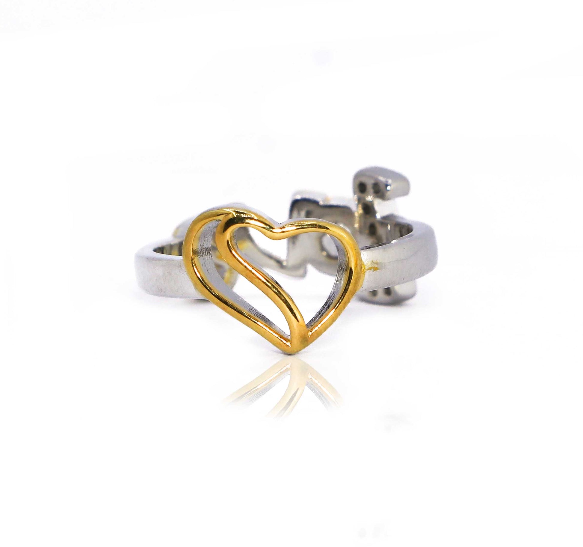 Double Heart Love Stone Silver 925 Ring