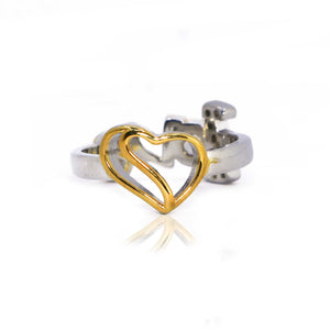 Double Heart Love Stone Silver 925 Ring