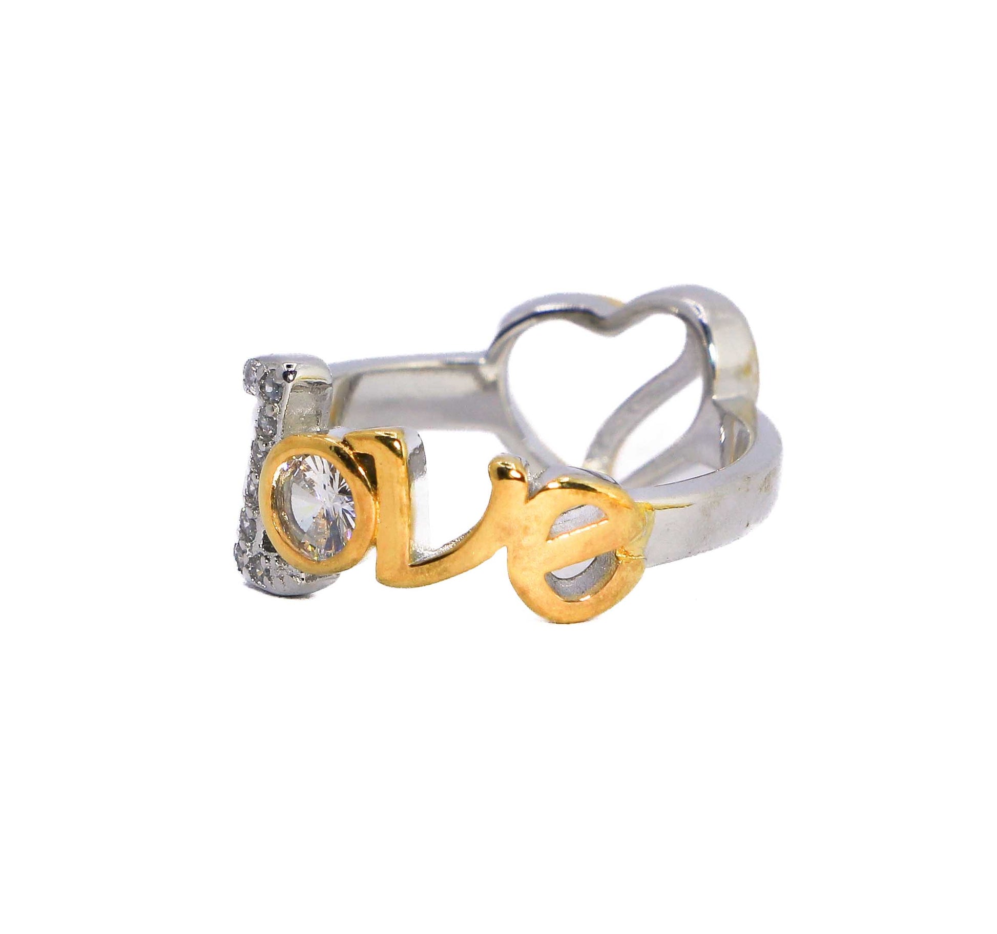 Double Heart Love Stone Silver 925 Ring