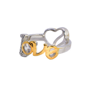 Double Heart Love Stone Silver 925 Ring