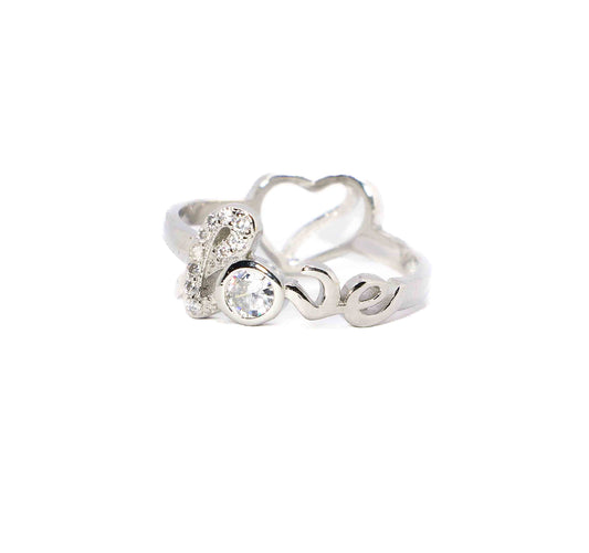 Love & Heart Dual side Silver 925 Ring