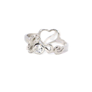 Love & Heart Dual side Silver 925 Ring