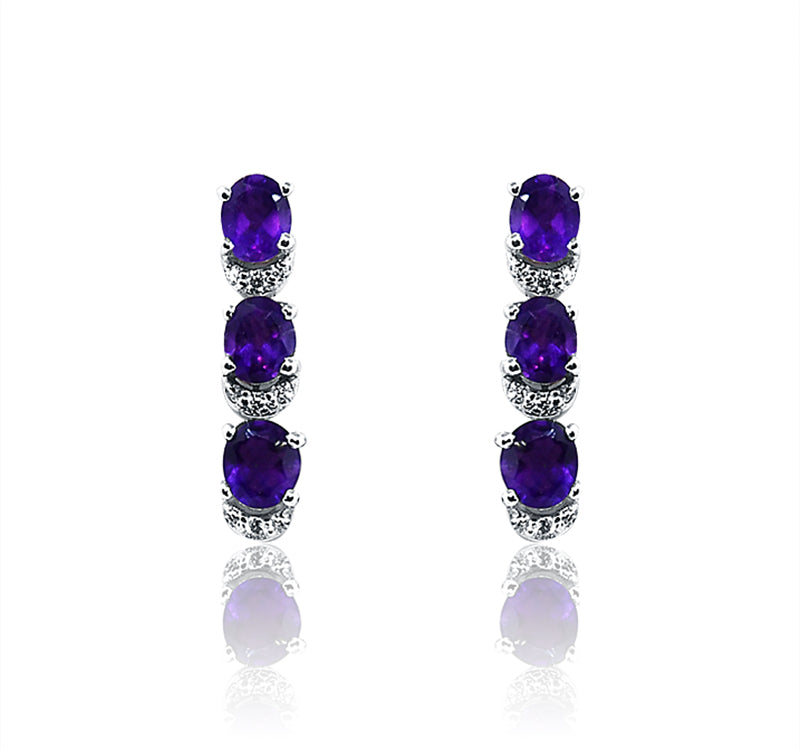 Josephine Violet Silver 925 Earrings