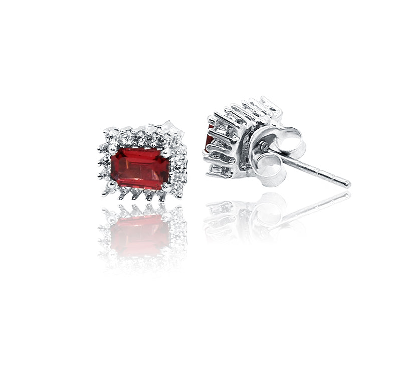 Laila Red Silver 925 Studs