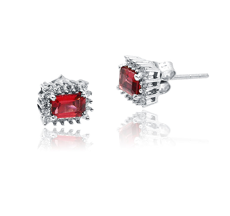 Laila Red Silver 925 Studs