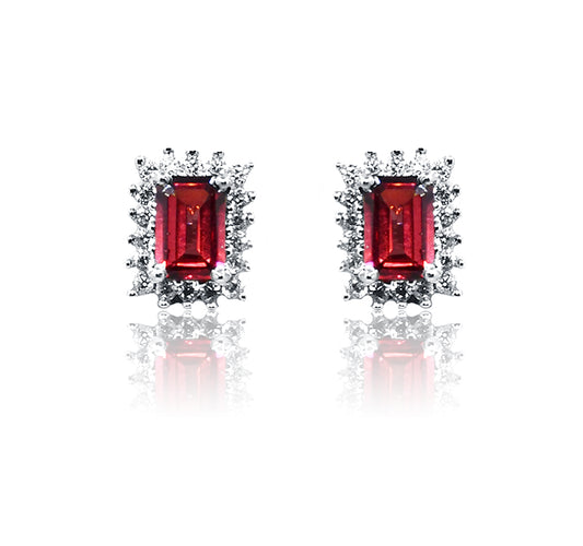 Laila Red Silver 925 Studs