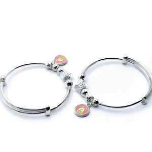 Baby Star and Pink Charm Silver 999 Kada pair